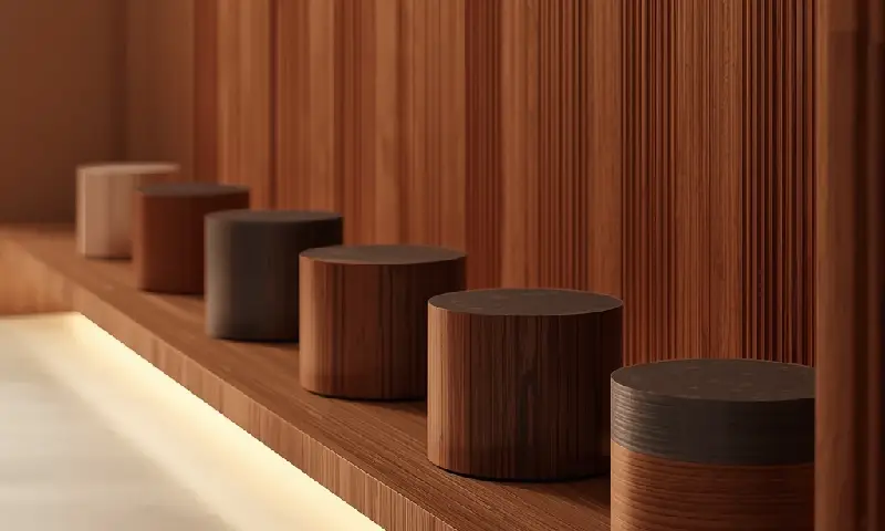 Refined wooden containers displayed in a precise row, representing trusted quality and consistency across home and body fragrance categories.