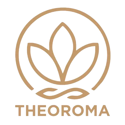 Theoroma logo representing mahogany teakwood fragrance and luxury home candle collection